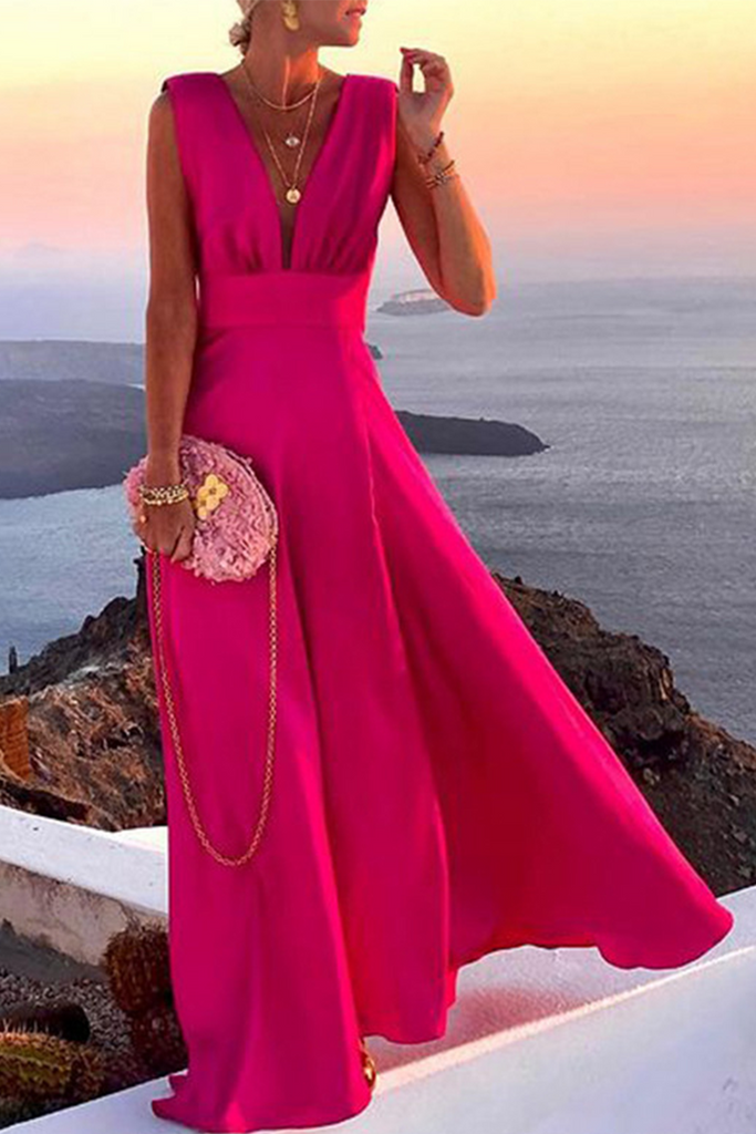 WW | Einfarbiges Kleid mit Schlitz und Kuchenrock Form