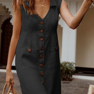 WW | Lässig Einfarbig Split Joint Umlegekragen Gerade Kleider