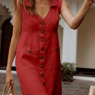 WW | Lässig Einfarbig Split Joint Umlegekragen Gerade Kleider