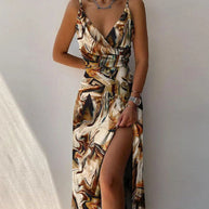 WW | V-Ausschnitt Midikleid Mit Druck Und Schlitz