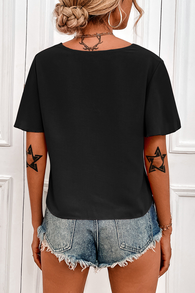 WW | Lässige Punkt Split Joint V-Neck Tops