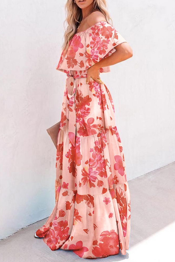 WW | Mode Gradual Change Rüsche Off the Shoulder Kuchen Röcke Kleider