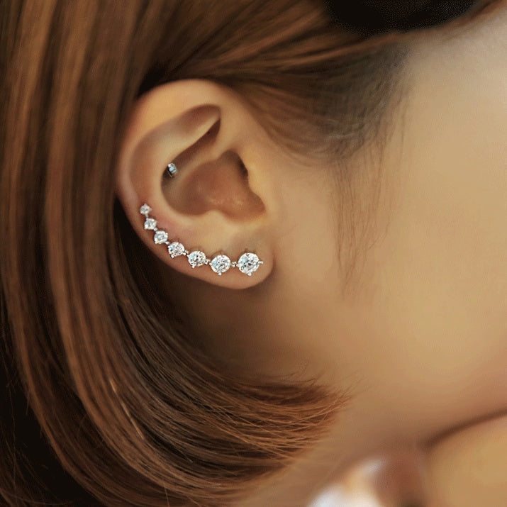W&W Mode | Glamour Glänzender Zirkon 925 Sterling Silber Ohrring