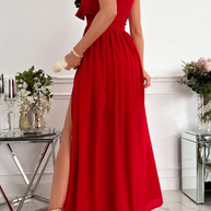 WW | Lässiges Unifarben Flounces Ein Schulter Kuchenrock Kleider- 6 Farben