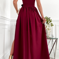 WW | Lässiges Unifarben Flounces Ein Schulter Kuchenrock Kleider- 6 Farben