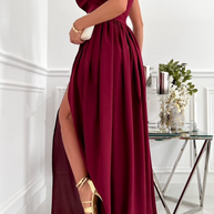 WW | Lässiges Unifarben Flounces Ein Schulter Kuchenrock Kleider- 6 Farben