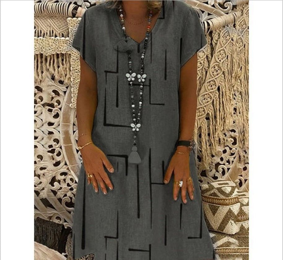 Damen Bequemes Tunika-Kleid mit modernen grafischen Mustern WW