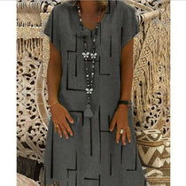 Damen Bequemes Tunika-Kleid mit modernen grafischen Mustern WW