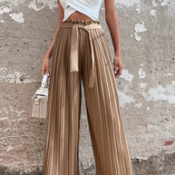 WW | Fashion Unifarben Falten Lose Mittlere Taille Weite Bein Einfarbige Hosen - 4 Farben