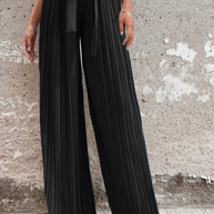 WW | Fashion Unifarben Falten Lose Mittlere Taille Weite Bein Einfarbige Hosen - 4 Farben