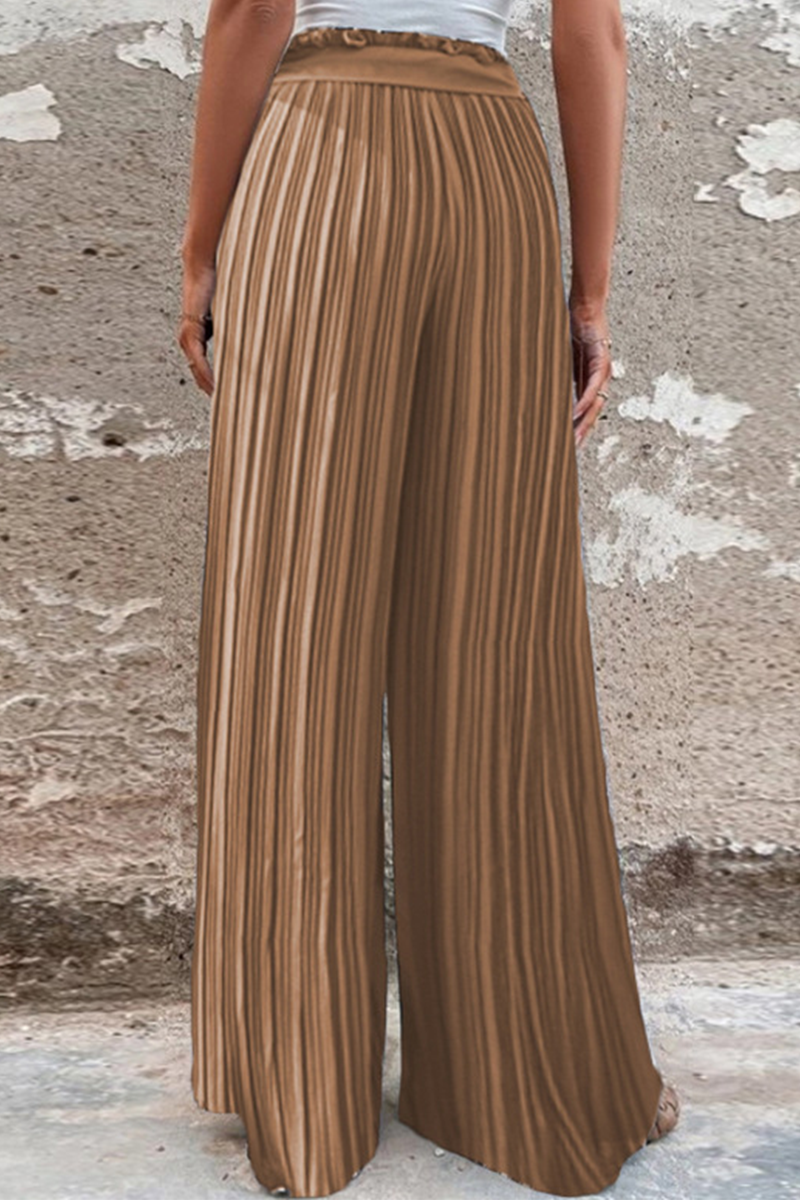 WW | Fashion Unifarben Falten Lose Mittlere Taille Weite Bein Einfarbige Hosen - 4 Farben