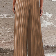 WW | Fashion Unifarben Falten Lose Mittlere Taille Weite Bein Einfarbige Hosen - 4 Farben