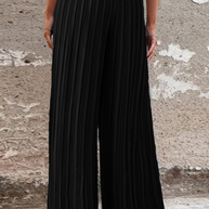 WW | Fashion Unifarben Falten Lose Mittlere Taille Weite Bein Einfarbige Hosen - 4 Farben