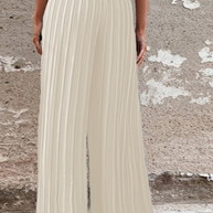 WW | Fashion Unifarben Falten Lose Mittlere Taille Weite Bein Einfarbige Hosen - 4 Farben