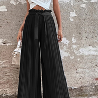 WW | Fashion Unifarben Falten Lose Mittlere Taille Weite Bein Einfarbige Hosen - 4 Farben