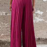 WW | Fashion Unifarben Falten Lose Mittlere Taille Weite Bein Einfarbige Hosen - 4 Farben