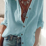 WW | Fashion Solid Bluse mit V-Ausschnitt