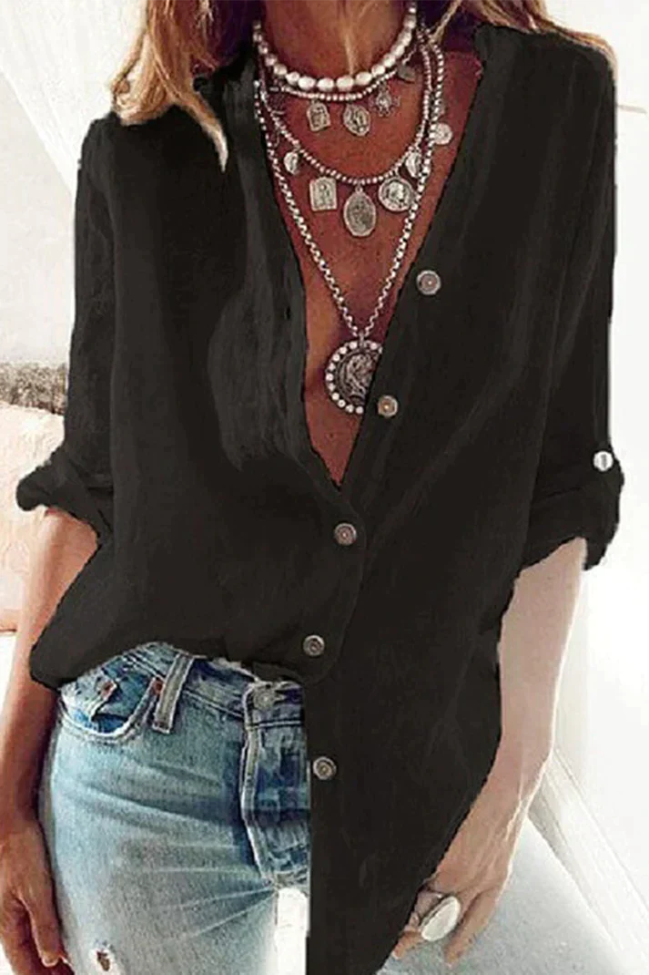 WW | Fashion Solid Bluse mit V-Ausschnitt