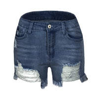 Damen Jeansshorts im lässigen Vintage-Stil mit fransigem Saum und modischen Rissdetails WW