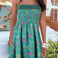 WW | Trägerlose Patchwork Kleid mit Vintage Druck