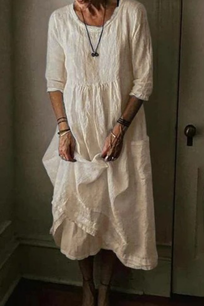 WW | Gerade Kleid mit Patchwork und Rundhalsdetails