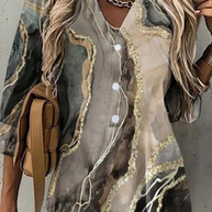 WW | Lässige Druck Patchwork Umlegekragen Blusen