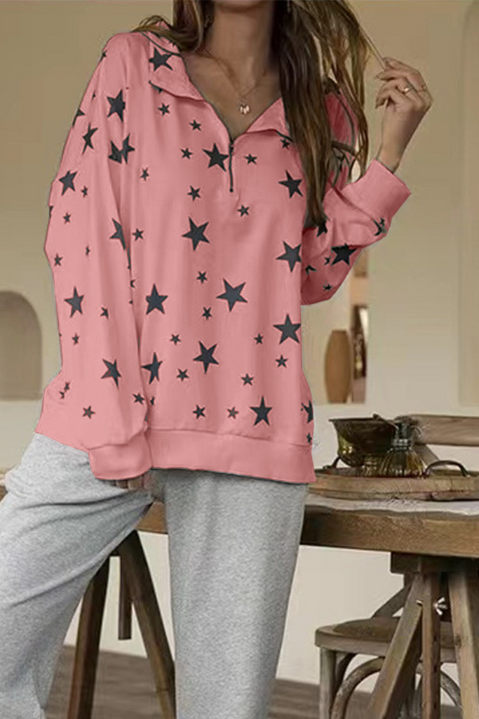 WW | Mode Druck Patchwork Reißverschluss Kragen Sweatshirts