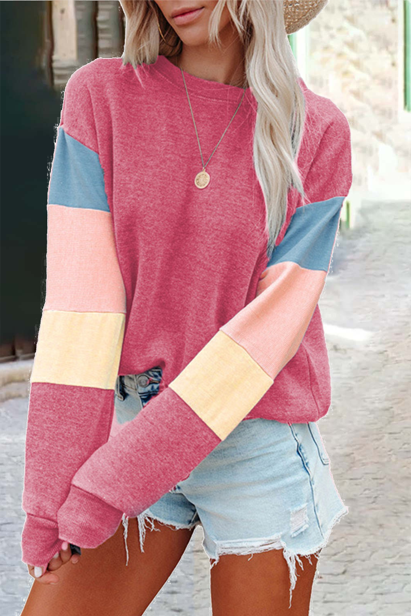 WW | Street Solid Patchwork O Hals Top