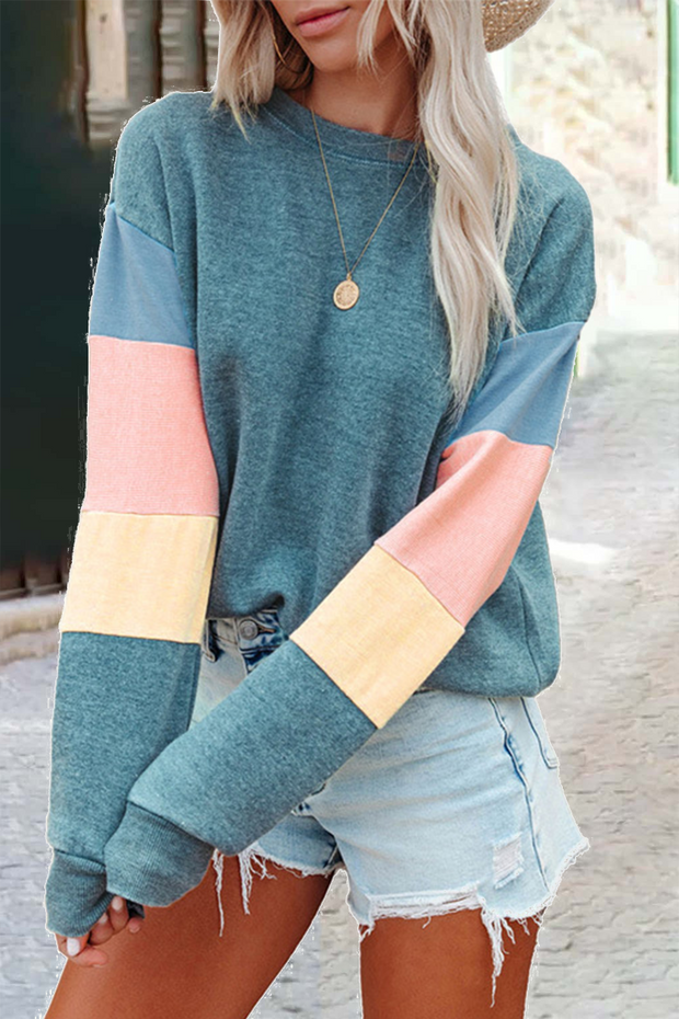 WW | Street Solid Patchwork O Hals Top