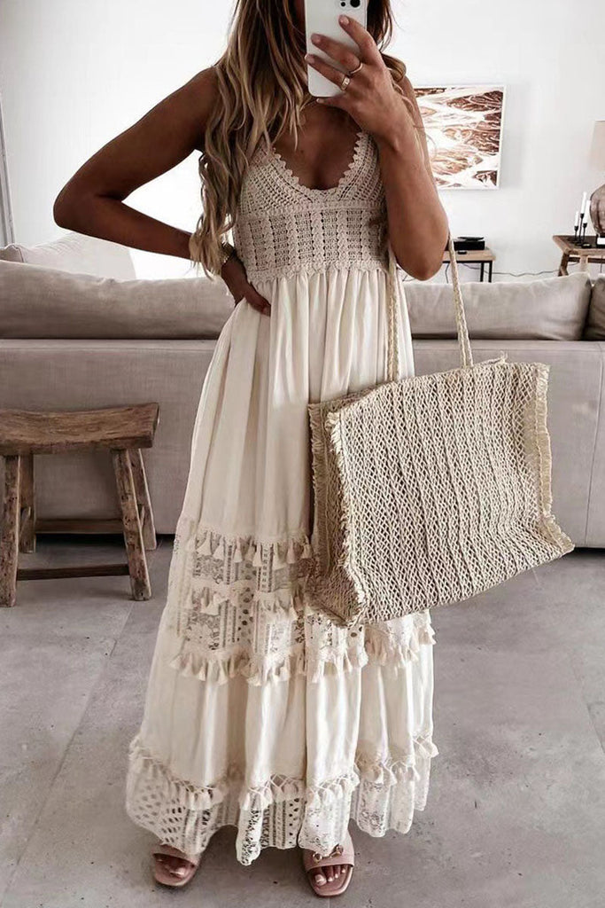 WW | Sexuelle Einfarbige Patchwork Spaghetti-Träger Kleid Kleider