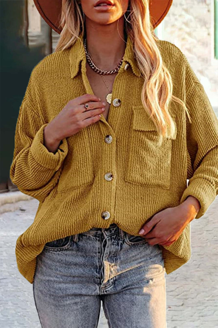 W&W Mode | Geschnittene Cordjacke Mit Umgelegtem Kragen Für  Frauen