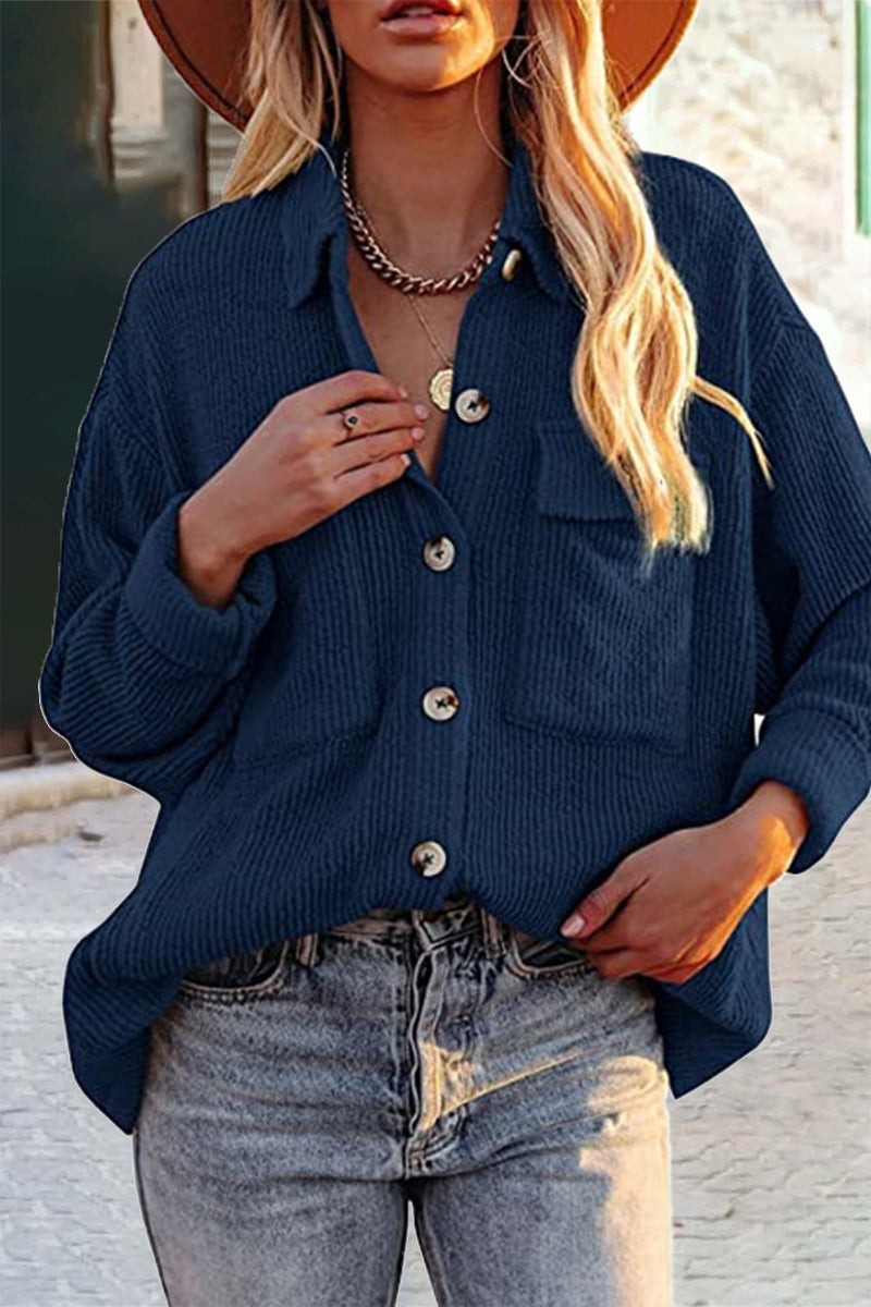 W&W Mode | Geschnittene Cordjacke Mit Umgelegtem Kragen Für  Frauen