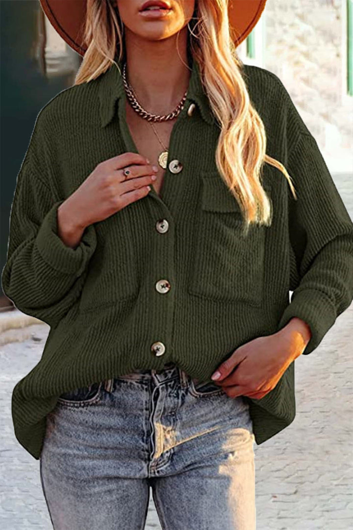 W&W Mode | Geschnittene Cordjacke Mit Umgelegtem Kragen Für  Frauen