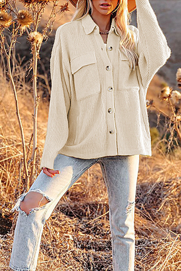 W&W Mode | Geschnittene Cordjacke Mit Umgelegtem Kragen Für  Frauen