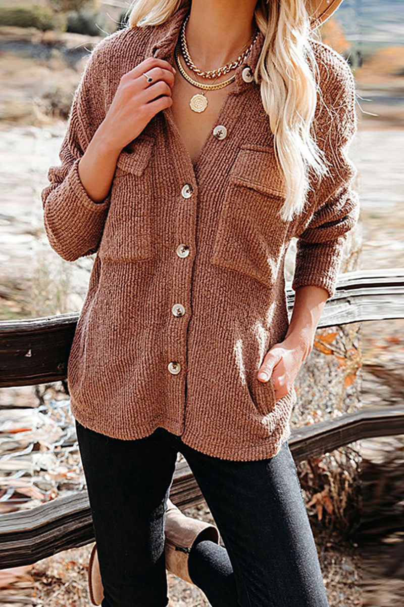 W&W Mode | Geschnittene Cordjacke Mit Umgelegtem Kragen Für  Frauen