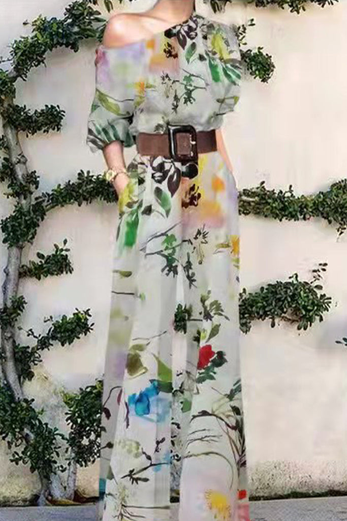 WW | Mode Casual Druck Ohne Gürtel Ein Schulter Lockere Overall - 7 Farben