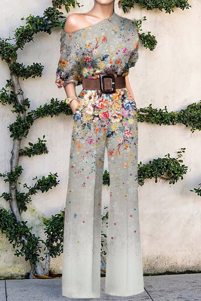 WW | Mode Casual Druck Ohne Gürtel Ein Schulter Lockere Overall - 7 Farben