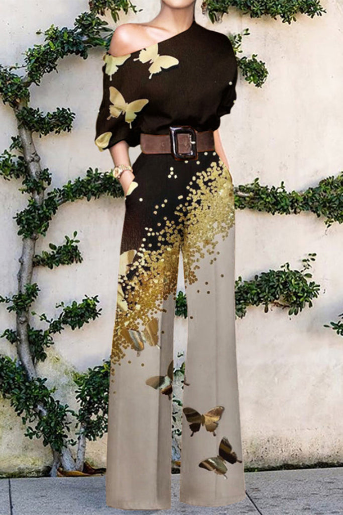 WW | Mode Casual Druck Ohne Gürtel Ein Schulter Lockere Overall - 7 Farben