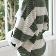 Angel™ - Modische süße gestreifte Kontrast-O-Ausschnitt Pullover