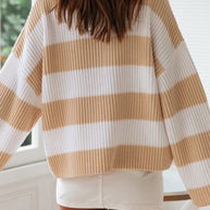 Angel™ - Modische süße gestreifte Kontrast-O-Ausschnitt Pullover