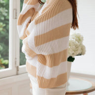 Angel™ - Modische süße gestreifte Kontrast-O-Ausschnitt Pullover