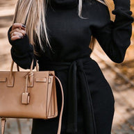 WW | Casual Solid Frenulum Turtleneck One Step Rock Kleider- 4 Farben
