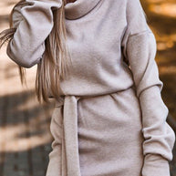 WW | Casual Solid Frenulum Turtleneck One Step Rock Kleider- 4 Farben