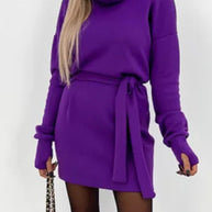 WW | Casual Solid Frenulum Turtleneck One Step Rock Kleider- 4 Farben