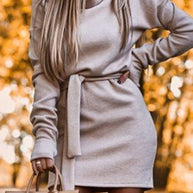 WW | Casual Solid Frenulum Turtleneck One Step Rock Kleider- 4 Farben