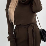 WW | Casual Solid Frenulum Turtleneck One Step Rock Kleider- 4 Farben