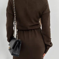 WW | Casual Solid Frenulum Turtleneck One Step Rock Kleider- 4 Farben
