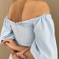 WW | Elegante Einfarbige Off The Shoulder A-Linie Kurze Ärmel Kleid