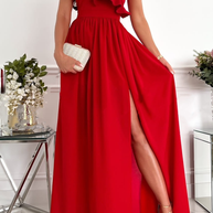 WW | Sexy Elegante Druck Patchwork Rüsch Schräger Kragen Kleider