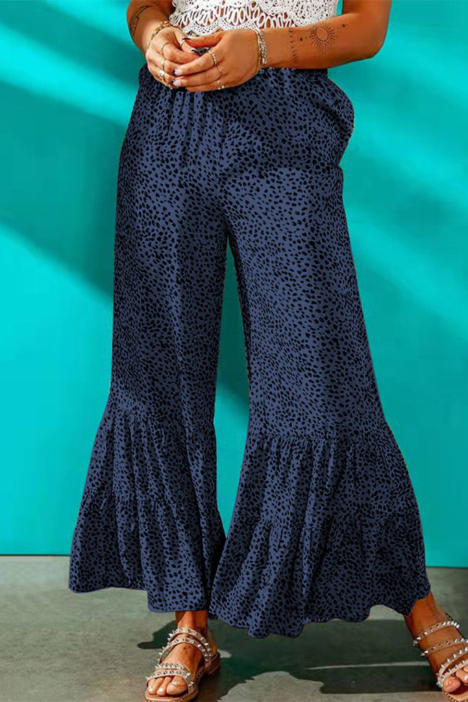 WW | Elegante Drucklose Mid-Waist Weitbeinige Volldruck Hosen - 7 Farben